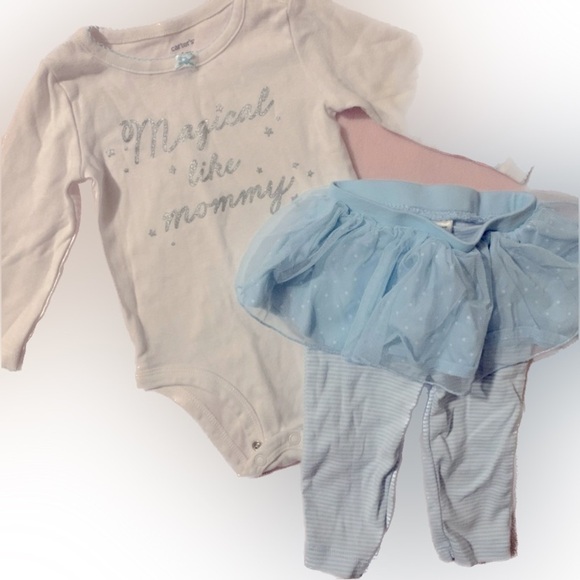 Carter’s Magical Mommy Long Sleeve Matching Blue Tutu Pant Size 6 Month - Picture 1 of 4